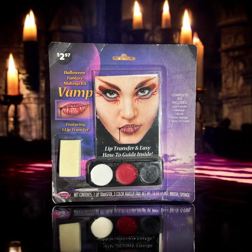 Halloween Fantasy Makeup Kit: Vamp AND Tube of Fake Blood - Vampire Lip Transfer - Picture 3 of 6